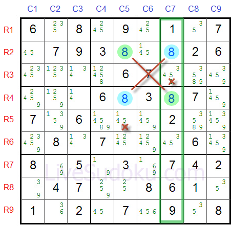 Sudoku X Wing Voorbeeld