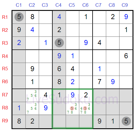 Candidats bloqués Sudoku type 1