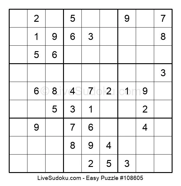 Easy Sudoku Online #108605 - Live Sudoku