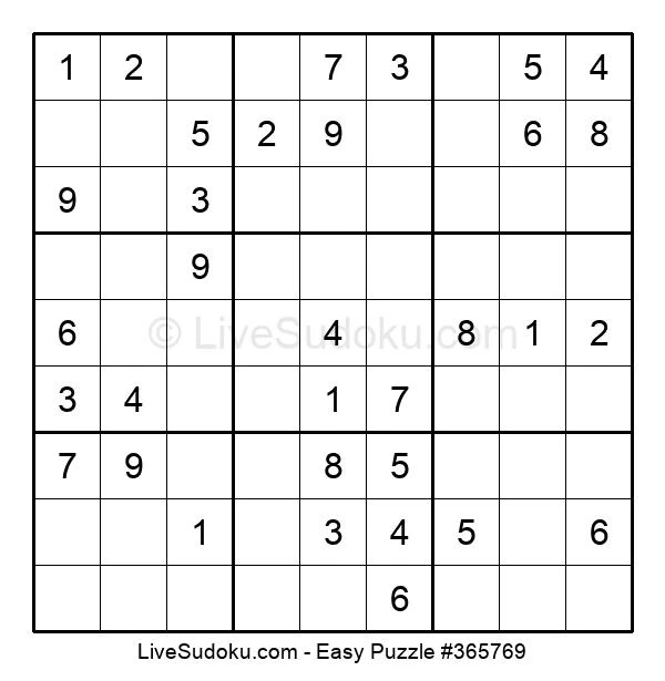 Easy Sudoku Online #365769 - Live Sudoku