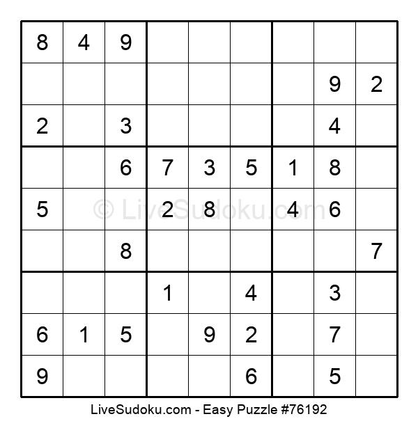 Easy Sudoku Online 76192 Live Sudoku