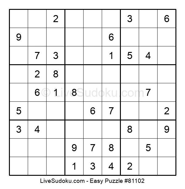 Easy Sudoku Online 81102 Live Sudoku