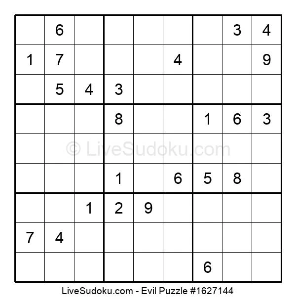 Evil Sudoku Online 1627144 Live Sudoku