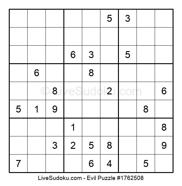 Evil Sudoku Online 1762508 Live Sudoku