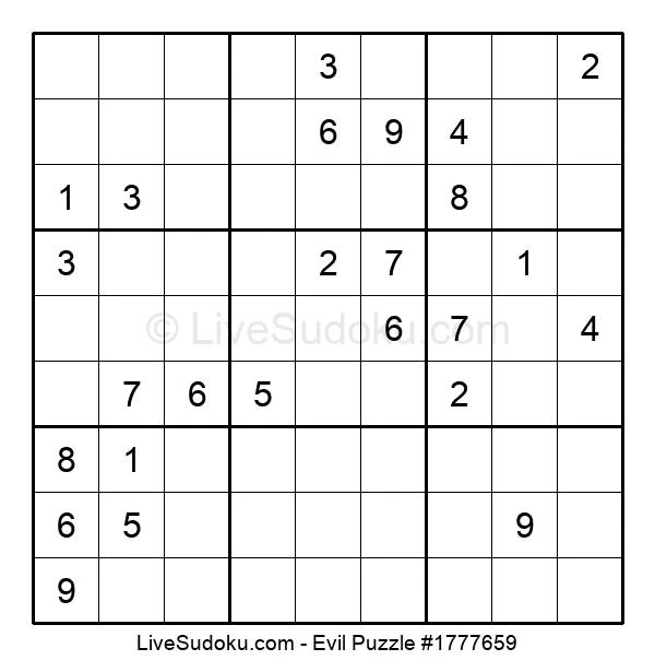 Sudoku Diabolique en Ligne #1777659 - Sudoku en direct