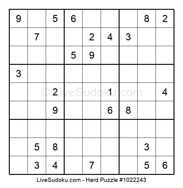 Hard Sudoku Online #1022243 - Live Sudoku