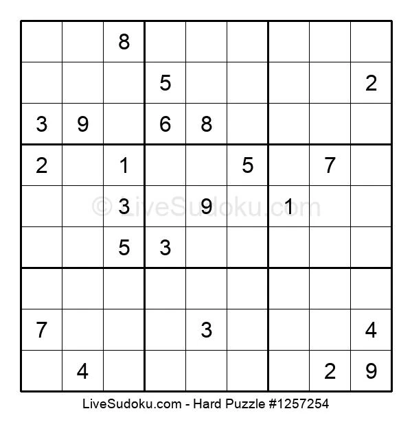 Sudoku Schwer #1257254 - Live Sudoku