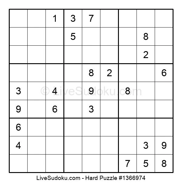 Hard Sudoku Online #1366974 - Live Sudoku
