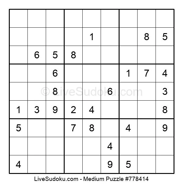 Medium Sudoku Online #778414 - Live Sudoku